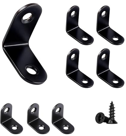 HAISHANG 10 Stück Winkelverbinder Edelstahl 40x40mm,90 Grad Schwarz Metallwinkel mit Schrauben,L-förmig Kleine Winkel Metall für Holz Möbel,Tabelle Stuhl,Bücherregal