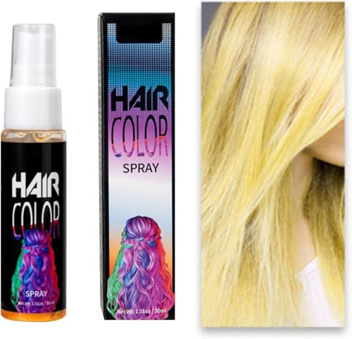 Temporary Hair Color Spray for Kids & Women,Temporary Hair Color Spray, Natural Washable Instant Wash Out Hair Spray, Vivid Non Permanent Hair Color (Yellow)