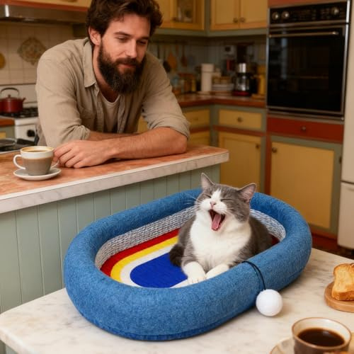 Rascador para Gatos – Interactivo de sisal, Cama, Base para rascar, diseño de Juego Estimulante, función de Actividad de, cómodo Lugar de Descanso para Gatos, Interior y