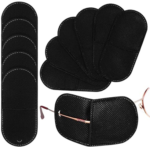 AMUSLESUR Lot de 12 Cache-Œil Réutilisables pour Lunettes Tissu Non Tissé Respirant Taille Grosse Couleur Noire Patchs pour Œil Paresseux Adaptés Usage et Quotidien