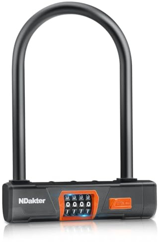 NDakter Bike Lock, Keyless Heavy Duty Combo Bike D Locks, Anti-Theft Combination Bicycle U Lock for Road Bike, Ebike, Electric Bike, Scooter, Mountain Bike
