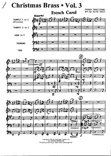 Christmas Brass Vol. 3. 3 Traditional Christmas Carols for Brass Quintett / 3 Traditionelle Weihnachtslieder für Blechbläserquintett (Partitur und Stimmen)