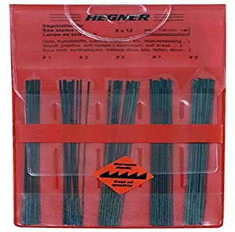 Hegner Sortiment Sägeblätter 60-Stück für Holz, Kunststoffe und weiche Metalle jede 12-Stück, Größe 1, 3, 5, 7 und 9, 95300