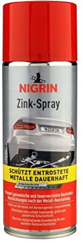 NIGRIN Zinkspray, 400 ml, erneuert die Rostschutz-Beschichtung nach der Metall-Bearbeitung, langanhaltender Rostschutz, schnell trocknend