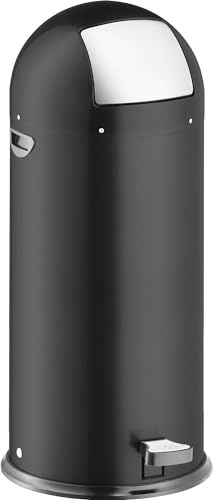 helit H2405495 - Push-Tretabfallbehälter „the step dome“ 52L, schwarz | Mülleimer schwarz mit Push-Einwurf und Fußpedal für komfortable Abfallentsorgung