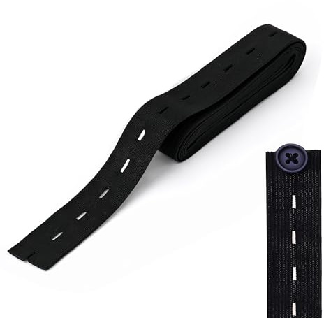 Trimming Shop Knopfloch Elastisches Klebeband Dehnbare Schnur, 25mm Gummiband Spule zum Nähen, Hosenbänder, Umstandsmode, Nähen, Stricken, Basteln - 1 Meter, Schwarz
