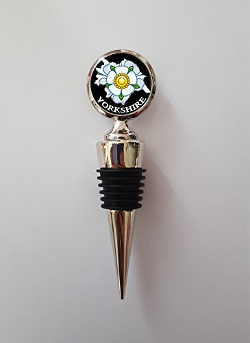 Yorkshire Map & Rose Polished Metal Wine Bottle Stopper Ideal Birthday Keepsake Gift N647
