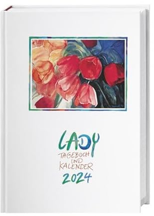 Lady Tagebuch A5 Kalender 2024. Liebevoll gestalteter Taschenkalender mit Zitaten und Kunstwerken. Praktischer Buchkalender A5 2024 mit viel Raum für Notizen.