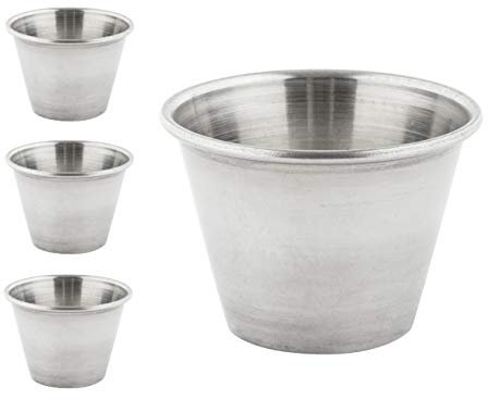 Set de 4 - Premium Quality acier inoxydable brossé Sauce salade vinaigrette TASSES POTS plat - 2.1oz 60ml - GOURMET ramequins CONDIMENT Portion bols dip pour CONDIMENT,Ketchup,Mayo,Barbecue