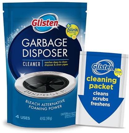 Summit Brands Glisten Disposer Care Foaming Garbage Disposer Cleaner-4.9 Ounces (4 uses) -Powerful Disposal Cleanser for Complete Cleaning of Entire Disposer, Quadrato, Red, 4 Packets