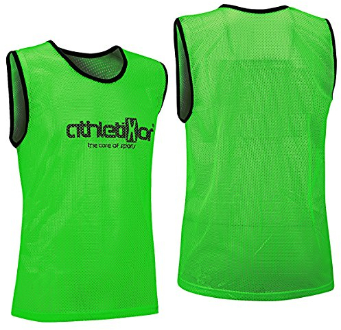 athletikor 10 Fußballleibchen - Trainingsleibchen - Leibchen - Markierungshemden (Grün, D – B Jugend M/L: 64X50CM)