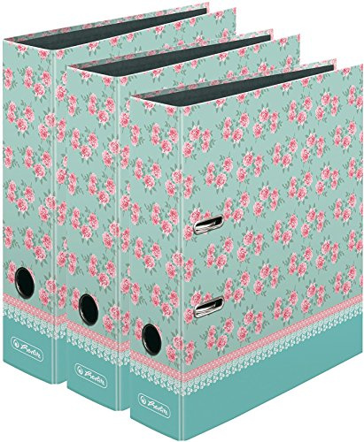 3 Stück Herlitz Ordner A4 Ladylike Serie maX.file, 8 cm (A4 | Ladylike Roses, Mehrfarbig, 1)