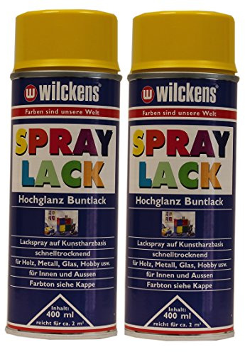 2 x Wilckens Spraylack Hochglanz Buntlack 400ml, Farbe (RAL):RAL 1021 Rapsgelb