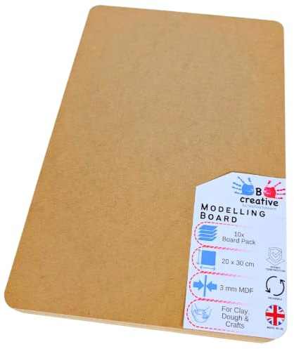 Be Creative BCreative Wooden Playdough Boards Pack of 10 – Clay Modelling Board 20cm x 30cm