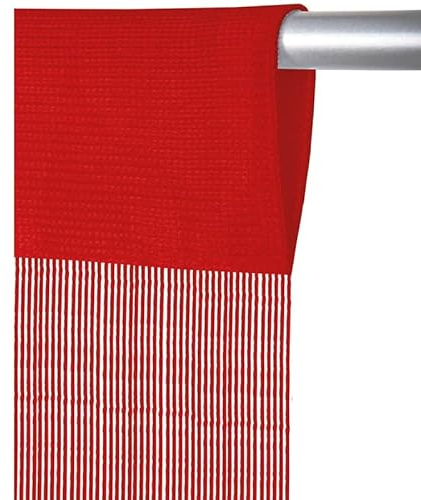 Arsvita - Tenda a fili con passante per bastone, accorciabile individualmente, elemento decorativo moderno ed elegante, disponibile in diversi colori e modelli (140 x 250 cm, rosso/ciliegia)