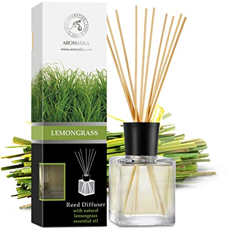 Raumduft Diffuser Lemongrass 200ml - Zitronengras - Naturreines Ätherisches Zitronengrasöl - Intensiv Raumduft - Raumduft-Set Zum Aromatisieren