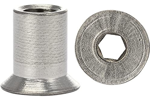 OPIOL QUALITY® Hülsenmuttern mit Senkkopf und Innensechskant (ISK) M6x16 aus Edelstahl A1 VA (10 Stück) Hülsenmutter Senkkopf Mutter Distanzhülsen Rostfrei