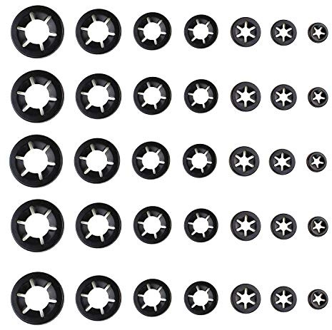 YouU Dentaire Rondelles Starlock Rondelles À Verrouillage Rapide Vitesse Pousser Des Clips De Vitesse Fixations M3 M4 M5 M6 M8 M10 M12 (200 Pièces 7-taille) avec Boîte de Rangement
