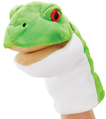 Wild Republic Marionetta con Animale, Rana, Peluche Educativo da 30 Cm, Animale Sonoro per Bambini, Giocattolo Educativo, Peluche Ecologico Imbottito di Bottiglie Riciclate