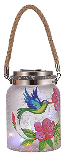 Uonlytech 1pc Decorative Lights Wall Decor Outdoor Hanging Lantern Jar Lights Solar Powered Hanging Led Night Jar Lights Outdoor Fairy Lights Outdoor Glass Jar Light Lamps Wedding