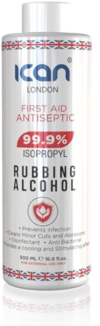 ican london isopropyl rubbing alcohol 99.9% first aid antiseptic disinfectant 500ml