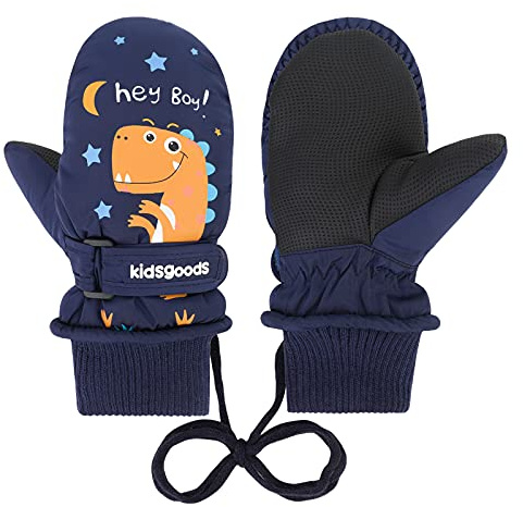 QKURT Kids Ski Gloves, Winter Warm Snow Gloves Windproof Snowboard Mittens for 2~10 Years Old Boys, Children Sport Gloves for Sledding Snowboard Skating Cycling Running and Outdoor Activities
