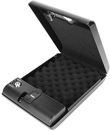 zjchao Sicherheitstresor für Pistolen/Geld, Aufbewahrungsbox für Wertschmuck, Fingerabdruck und Ersatz-Schlüsselschloss, biometrischer Fingerabdrucksafe