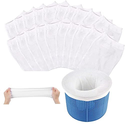 PiliStar Skimmer Socks, Pack of 20 Pool Skimmer Pool Socks, Pool Filter, Made of Fabric,Skimmer Netz Reusable and Super Elastic for Skimmer, Pump, Pool, Spa
