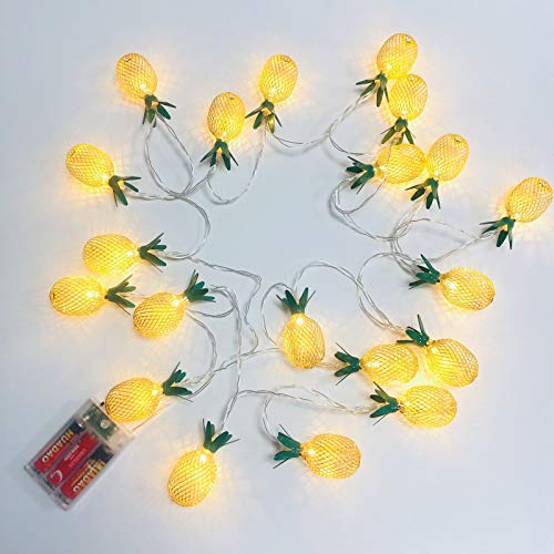 Metallo Ananas Decorativo Ghirlanda Catena Luminosa LED Maglia Ananas Lampada Bianca Calda Alimentazione a Batterie per Ragazze Camera da Letto Matrimonio Decorazioni (20LED, Oro)