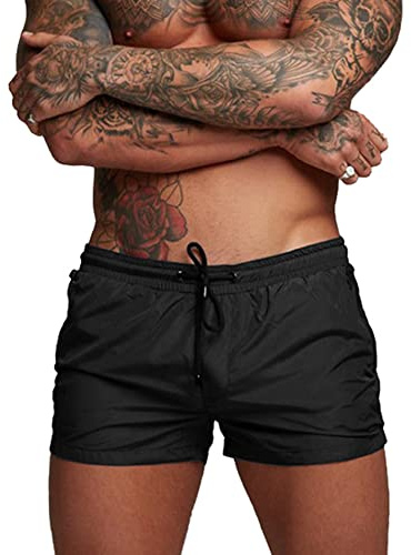 Donason Bañador Hombre Secado Rápido Bañadores de Natación Pantalones Cortos de Baño para Hombres Shorts Deportivos para Correr con Forro de Malla y Bolsillos