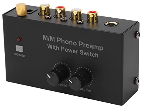 Preamplificador de Control de Volumen, Preamplificador de Fono de Conexión Múltiple de Metal L R Salida de Entrada PP500 con Interruptor de Encendido para Reproductor de Discos de Vinilo