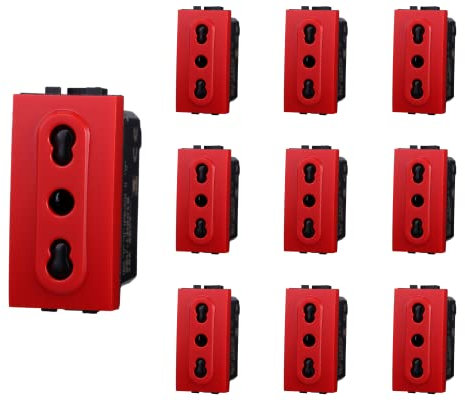 ZOREI Serie Frutti Prese Interruttori Deviatori, Compatibile Con Bticino Living Light Nero (10 Pcs Presa Bipasso Rosso)