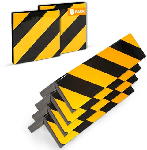 Protector Columnas Garaje - 6 Unidades Reflectantes para Parking, Esquinas, Puertas y Paragolpes de Coche (4 de 40x20x2cm + 2 de 20x20x2cm) (Amarillo)