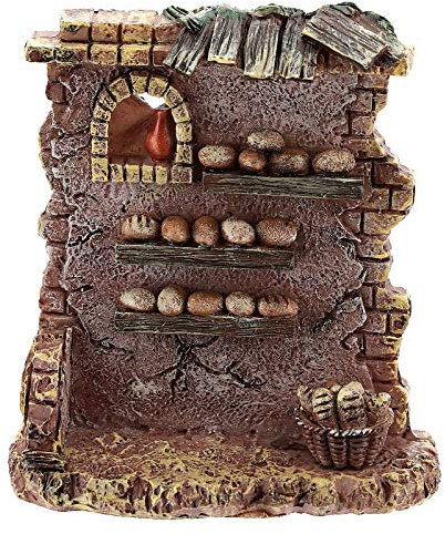 Holyhome Bottega Panettiere 10x8x5 cm – Per Statuine Presepe da 6/8 cm – Realizzata in Resina – Dipinta a Mano – Made in Italy