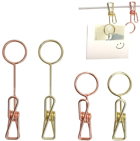 Kiuiom Bildhalter Clips Karten,Doppelkopf Metall Fotohalter,Foto Clip Halter,Fotohalter Mit Klammern,Zettelhalter,Memohalter Clip,Blumenplektren,Für Fotokarte Hinweis Büroklammer,DIY Party Tischdeko