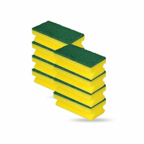 Washing Up Sponge Heavy Duty Scouring Pad Suitable For Kitchen Dishes Sink Bathroom Non Scratch Wiping Scourer Dual Sided Handgrip Dish Wash Cleaning Absorbent Sponge Kitchen Accessory 8.5x6x4cm (8PK)