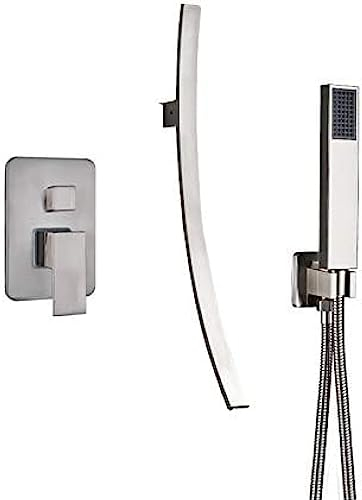 Duschsets, Badewannenarmatur, Mischbatterie, Waschtischarmatur mit Sprüher, Handbrause, langer Auslauf, Badewannenarmatur, Heiß- und Kaltwassermischer, Chrompolitur, Schwarzbronze