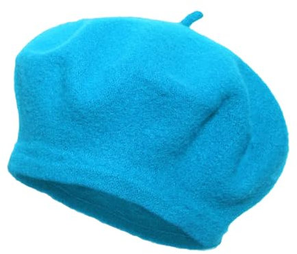 Dcvmvmn Modische einfarbige Baskenmütze für den Winter, warm, achteckig, Baskenmütze, Wollmütze, Seeblau, Einheitsgröße