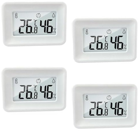4 Stück Digita Thermometer, Mini Hygrometer Innen, LCD Luftfeuchtigkeitsmesser für Raumklimakontrolle Raumluftüerwachtung Monitor, Gauge für Babyzimmer Seniorenzimmer Arbeitszimmer Weinkeller