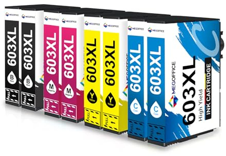 MEGFFICE 603XL druckerpatronen Kompatibel für Epson 603 603 XL für XP-2100 XP-2150 XP-3100 XP-3105 XP-3150 XP-4100 XP-4155 Workforce WF-2810 WF-2830 WF-2835 WF-2840 WF-2850 Drucker - 8 Pack