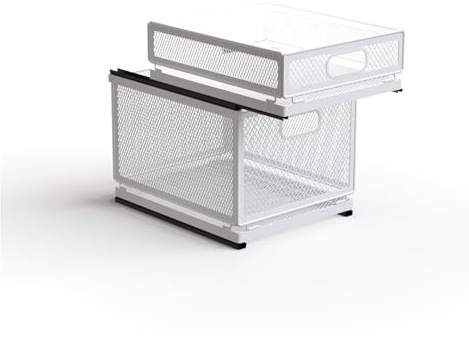 Cassetto estraibile per cucina, cassetto estraibile, cassetto telescopico da cucina, non necessita di forature e inchiodatura, cassetto da cucina (doppio strato, 30 cm di profondità x 24 cm di