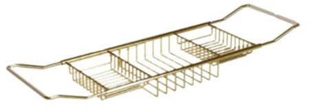 Fenteer Bath Basin Rack, Bath Tub Table Board, Bathtub Shelf Wire Bathing Rack, over Bathtub Tray, Bath Tub Rack for Shampoo, Soap, Gold