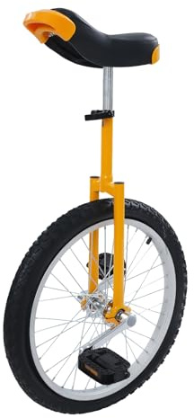 LyeXD 20Inch Outdoor Wheel Unicycle, One Wheel Bike Adjustable Seat Exercise Bicycle with Anti-Skid Alloy Rim and Pedal for 5-60 Years Old, Outdoor Sports Fitness Exercise Unicycle (Yellow)