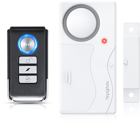 HAPYTHDA Türalarm,Fensteralarm mit Fernbedienung,Alarmanlage Tür 108dB Lautstärke und 200ft Fernbedienung Entfernung,Fensteralarm Einbruchschutz Klebeplatte Fixierung ﻿