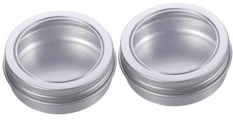 VILLCASE 2sets 60ml Aluminum Tin Jars Reusable Storage Boxes Clear Topper Window for Candles Candy Diy Projects 12pcs*2