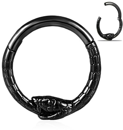 DOEARKO Septum Piercing Ringe 316L Chirurgenstahl Segmentring Clicker Helix Piercings Tragus Conch Cartilage Piercing Jewellery (Schwarz)