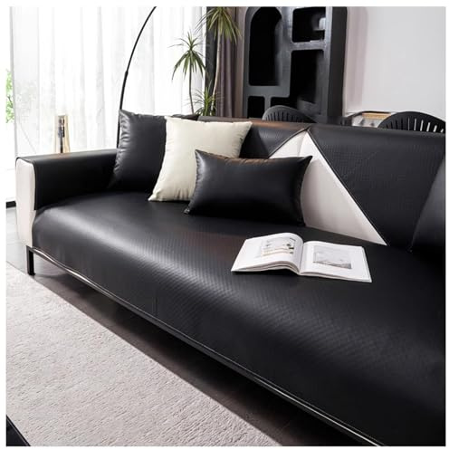 YUEZHONG Wasserdichter Couch-Sofabezug Aus PU-Kunstleder, Vintage-Sofabezug for Zweisitzer, L-förmiges Sofa, Möbelschutz for Hunde Und Katzen(Noir,70x150cm/27.5x59.1in)