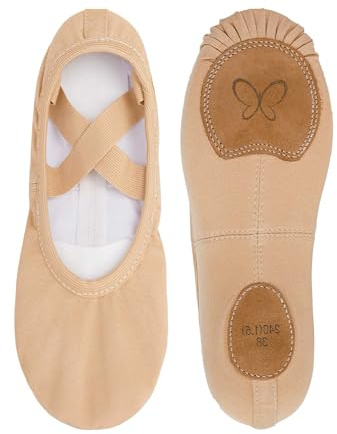 Daydance Cloud Soft 4 Way Elastic Women Ballet Shoes, Women Ballet Slippers for Dance, Gymnastics Tan
