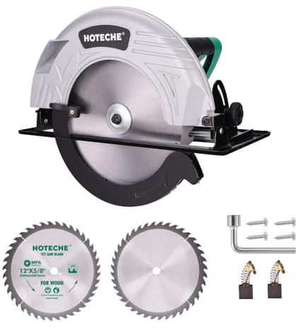 Hoteche 305 mm 2800 W elektrisk cirkelsåg | koppartrådsmotor, 3300 varv/min, med TCT-sågblad, aluminiumhölje, i kartong med korrugerad kartong i två färger