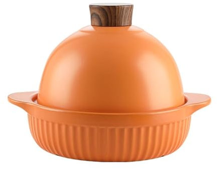 HAJHI Gas Tajine Marroqui Tradicional Cerámica Con Tapa Asas Dobles Tajín Marroquí Guisar Antiadherente Tajina Para Amantes De La Comida(Naranja)